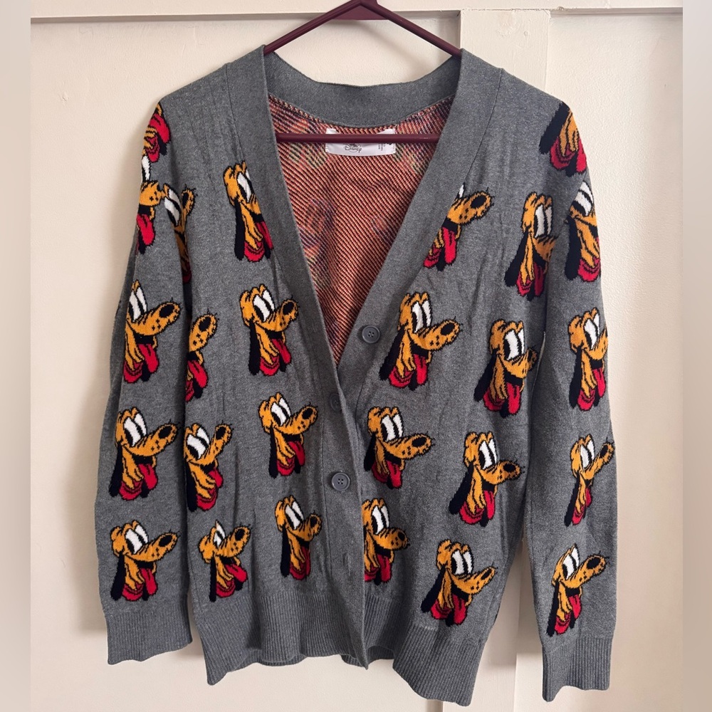 Gray Sweater with Cartoon Print